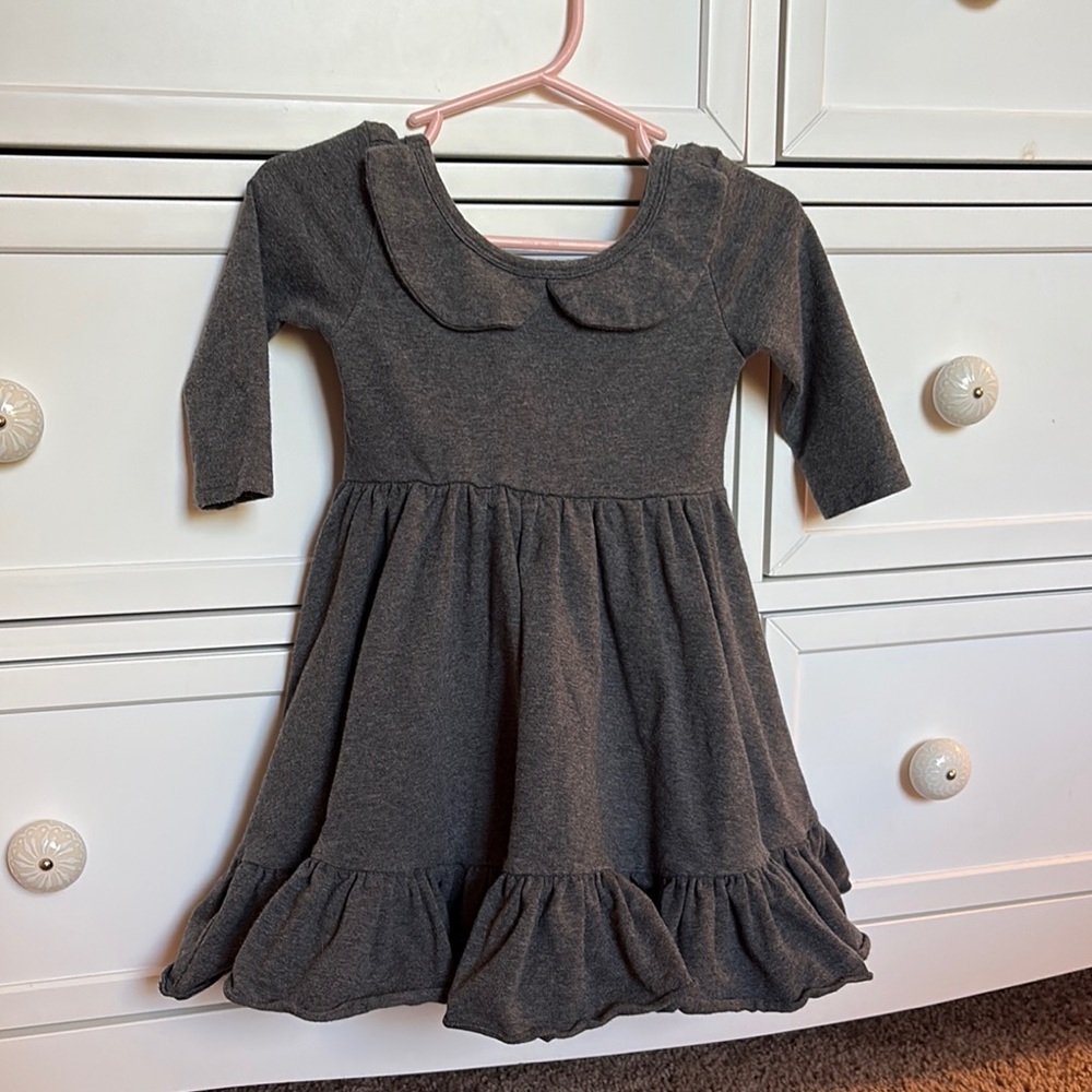 Gray Kids Dress with Peter Pan Collar 18-24 months perfect condition